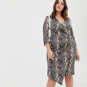 RIVER ISLAND | Snake Print Wrap Dress